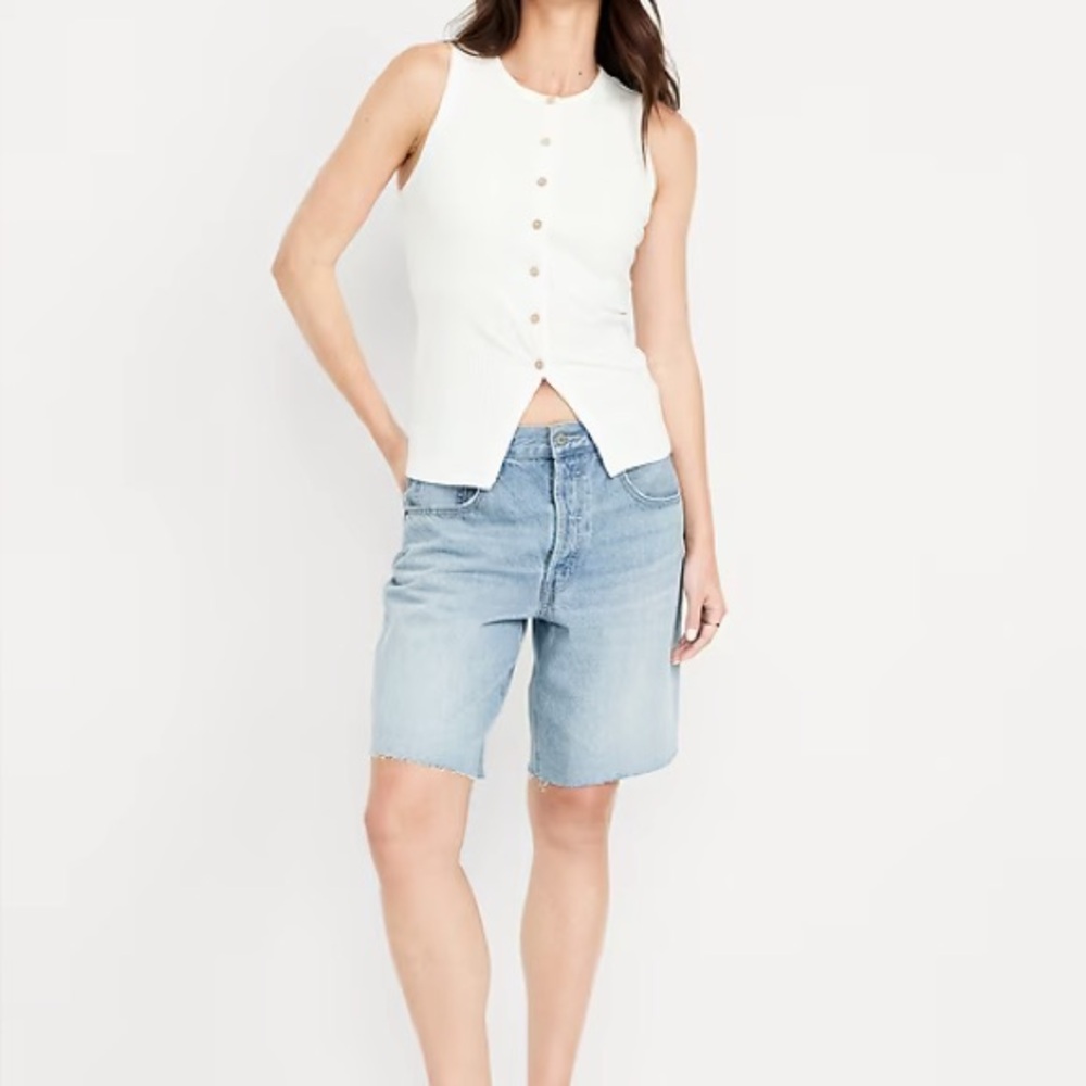 Old Navy Light Blue Mid-Rise Baggy Jeans shorts